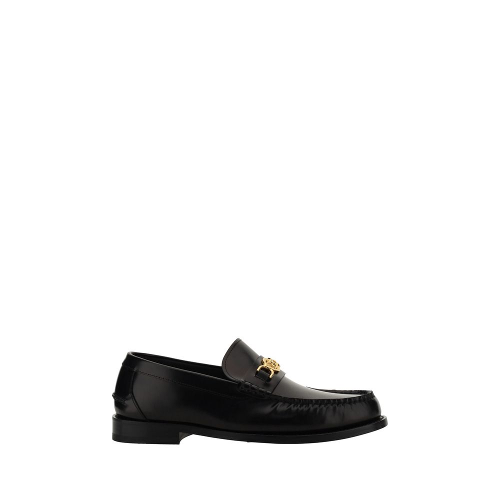 Versace Black Calf Leather Bos Taurus Slip-On Loafers | Regal Royce