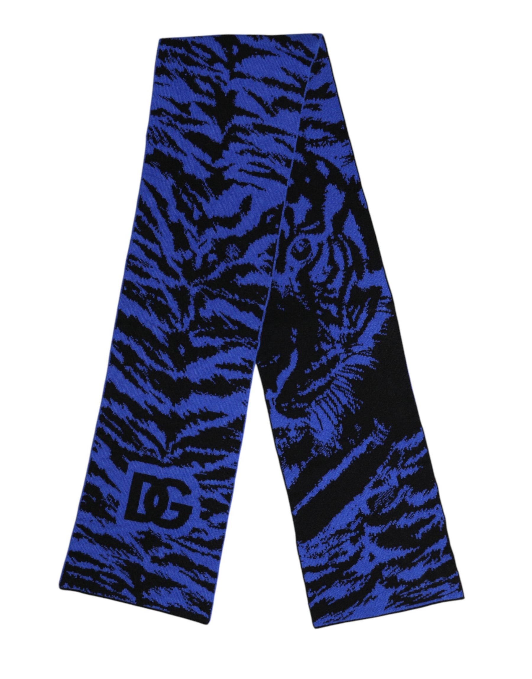Dolce & Gabbana Blue Black Logo Neck Warmer Wrap Shawl Scarf | Regal Royce