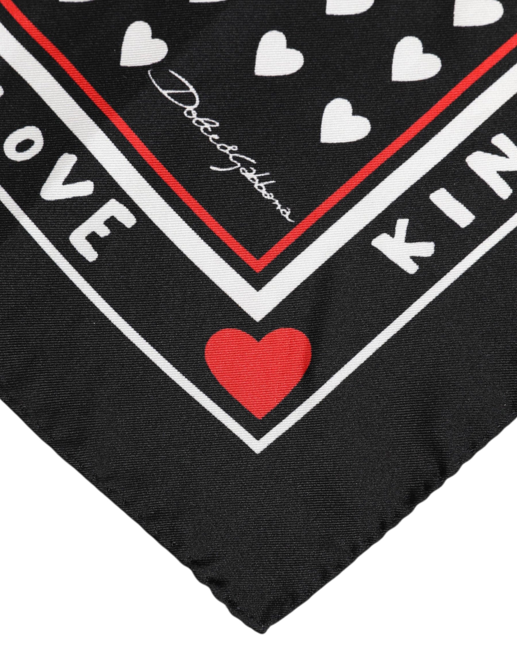 Dolce & Gabbana Black Printed Silk Square Men Foulard Scarf | Regal Royce