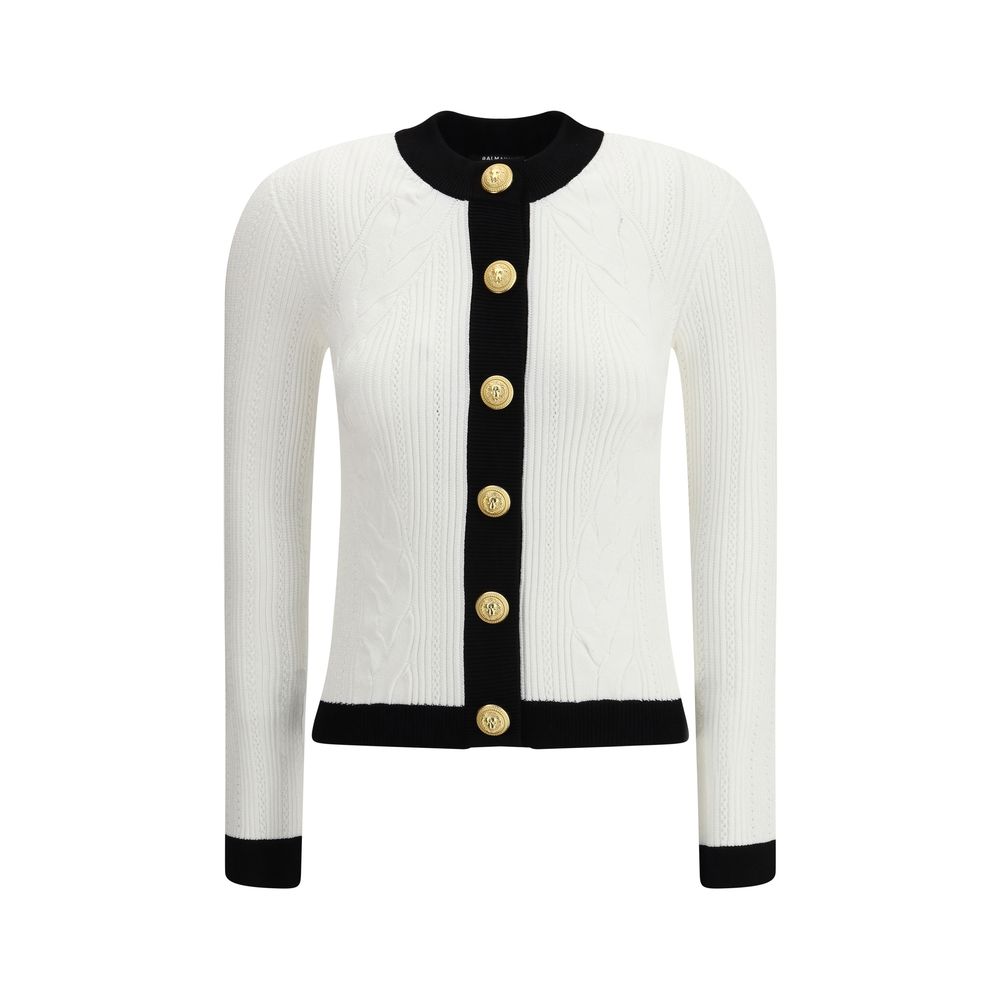 Balmain White Viscose Cardigan | Regal Royce