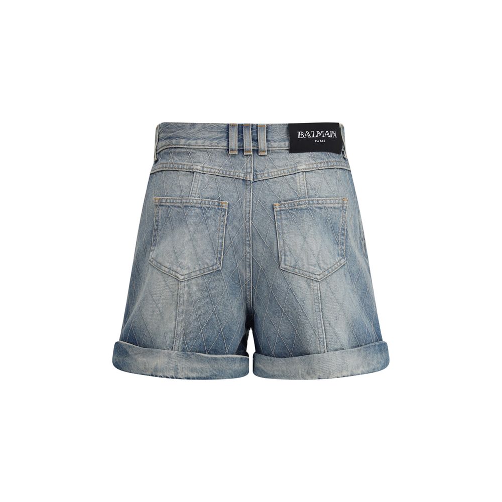 Balmain Light Blue Cotton Bermuda Shorts | Regal Royce