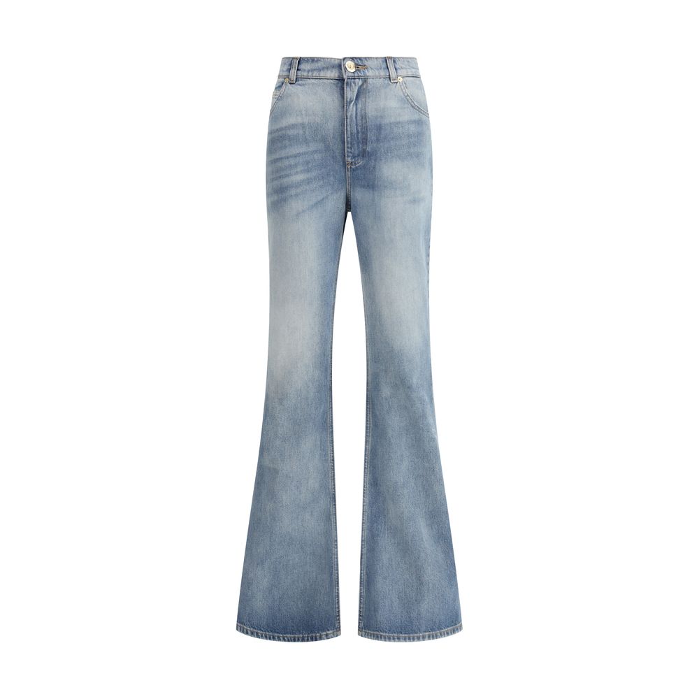 Balmain Blue Cotton Flared Jeans | Regal Royce