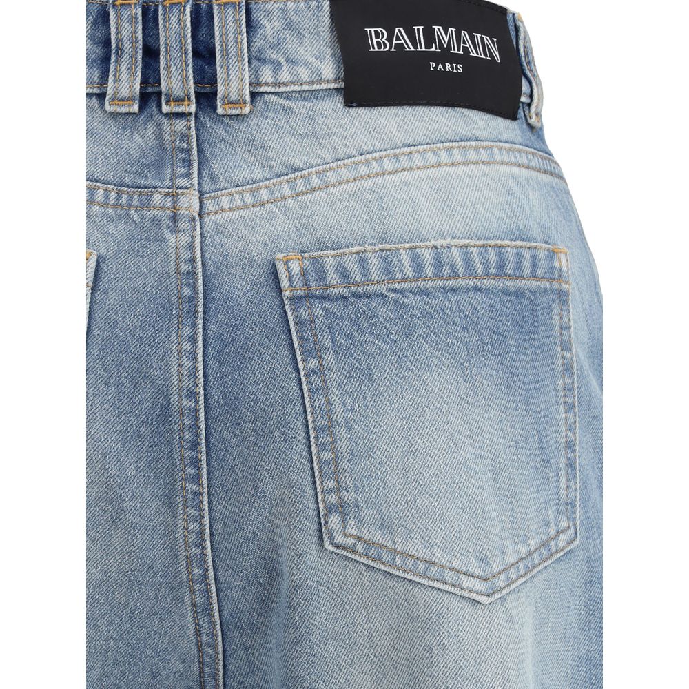 Balmain Blue Cotton Flared Jeans | Regal Royce