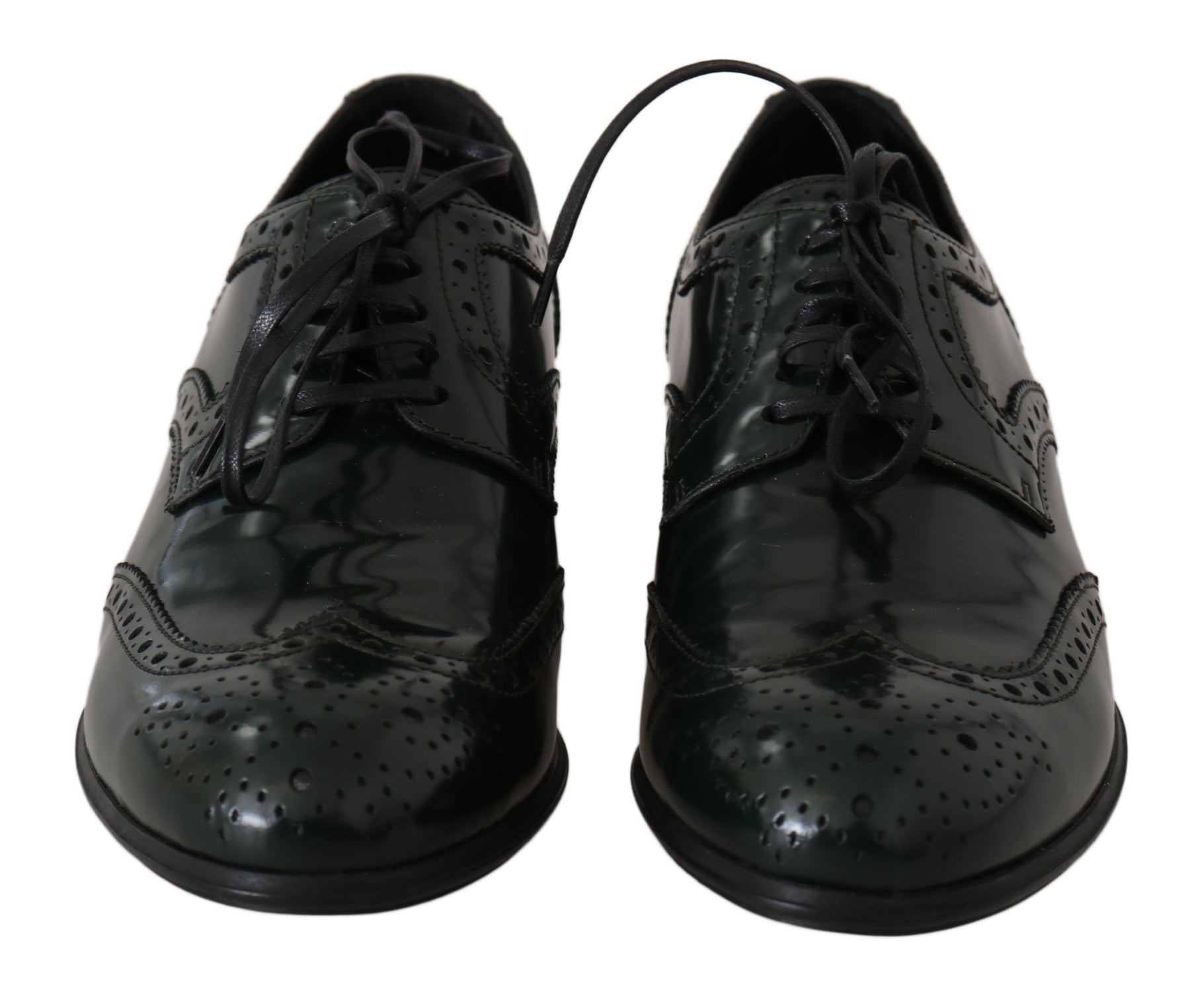 Dolce & Gabbana Green Leather Broque Oxford Wingtip Shoes | Regal Royce