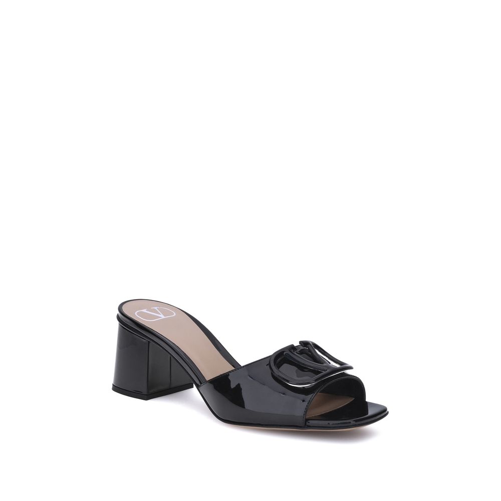Valentino Garavani Black Calf Leather Bos Taurus Flat Sandals | Regal Royce