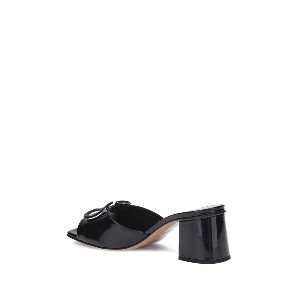 Valentino Garavani Black Calf Leather Bos Taurus Flat Sandals | Regal Royce