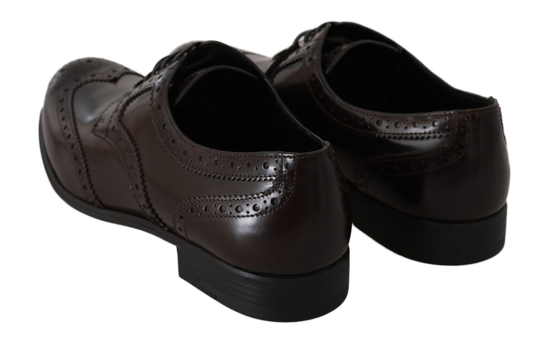 Dolce & Gabbana Brown Leather Broques Oxford Wingtip Shoes | Regal Royce