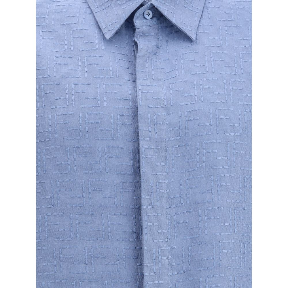 Fendi Light Blue Linen Shortsleeve Shirt | Regal Royce
