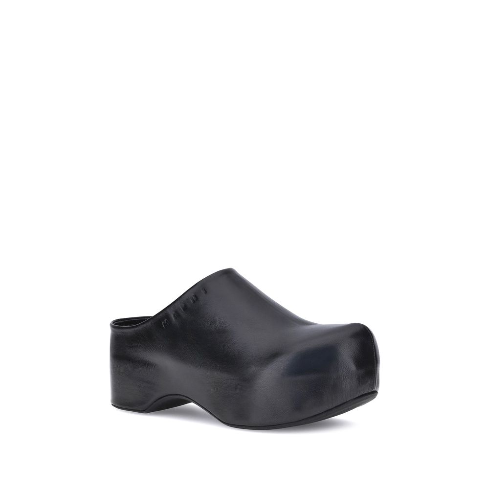Marni Black Calf Leather Bos Taurus Clogs | Regal Royce