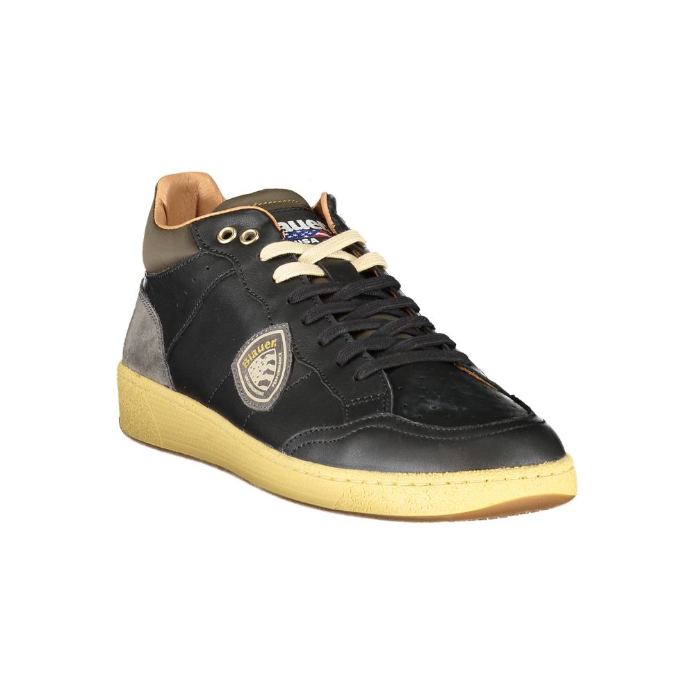 Blauer Black Leather Men Sneaker | Regal Royce