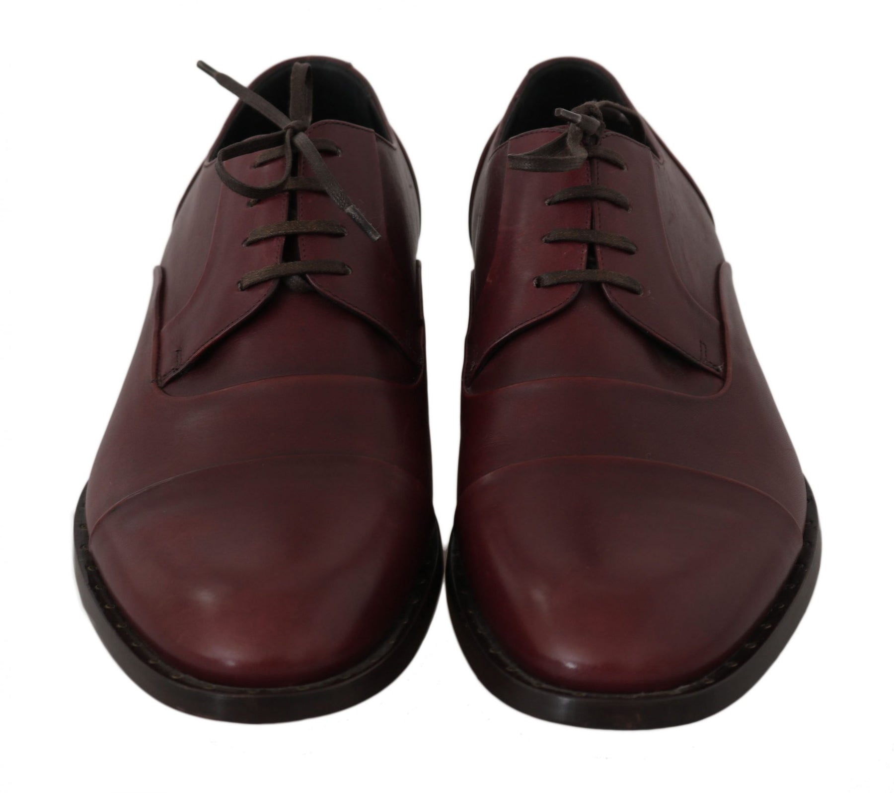 Dolce & Gabbana Red Bordeaux Leather Derby Formal Shoes | Regal Royce