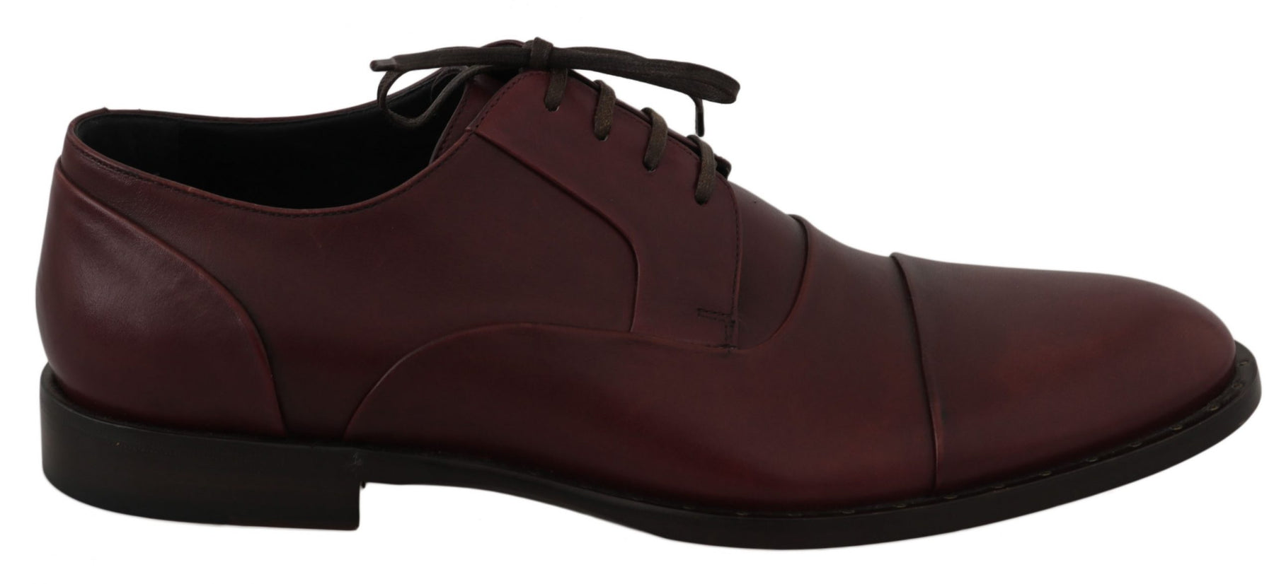 Dolce & Gabbana Red Bordeaux Leather Derby Formal Shoes | Regal Royce