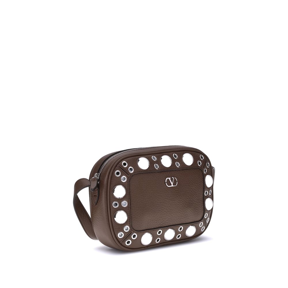 Valentino Garavani Brown Calf Leather Bos Taurus Shoulder Bag | Regal Royce