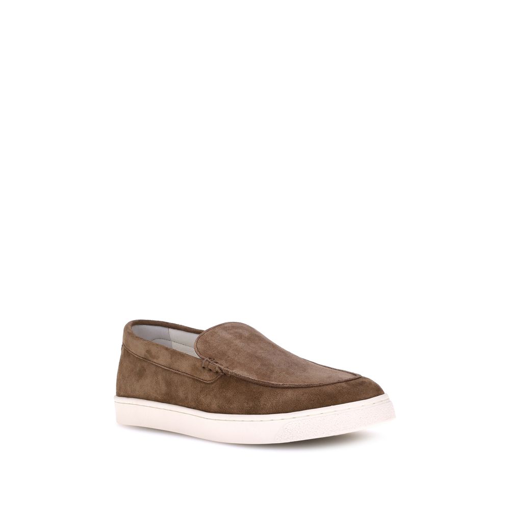 Brunello Cucinelli Brown Calf Leather Bos Taurus Low Top Sneakers | Regal Royce