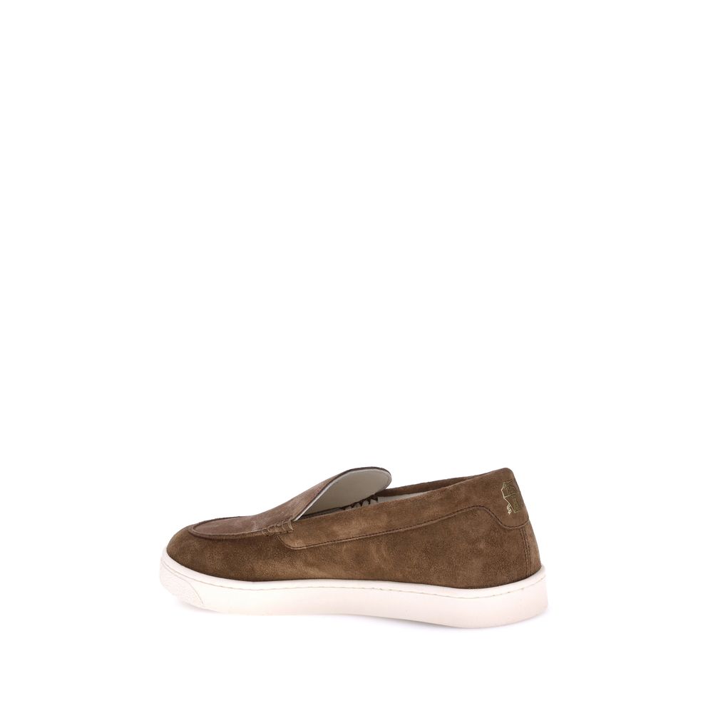 Brunello Cucinelli Brown Calf Leather Bos Taurus Low Top Sneakers | Regal Royce