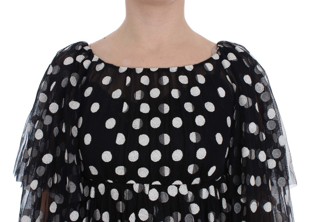 Dolce & Gabbana Black White Polka Dotted Ruffled Dress | Regal Royce
