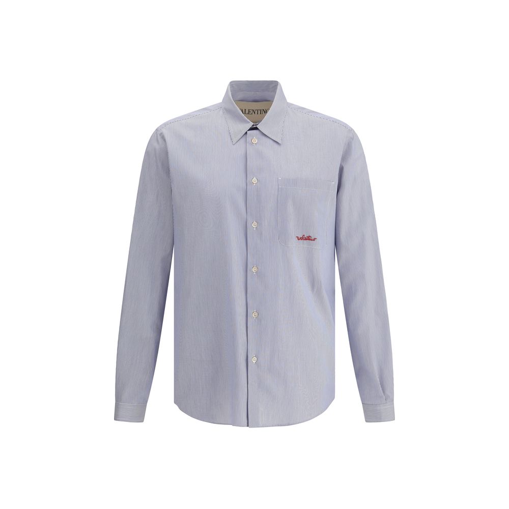 Valentino Blue Cotton Pattern Shirt | Regal Royce