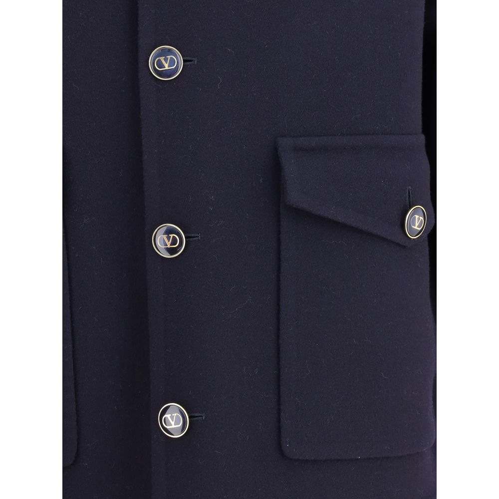 Valentino Blue Fleece Wool Coat | Regal Royce