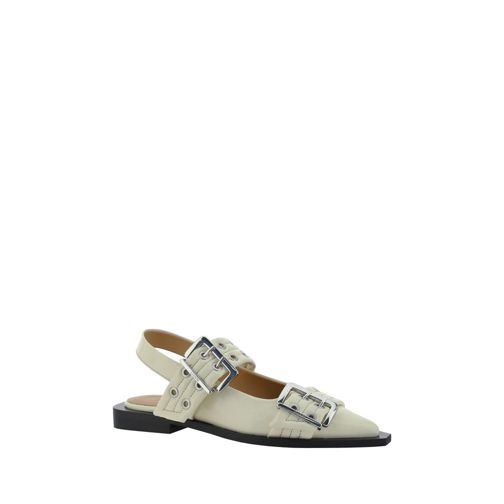 Ganni White Polyethylene Ballet Flats | Regal Royce