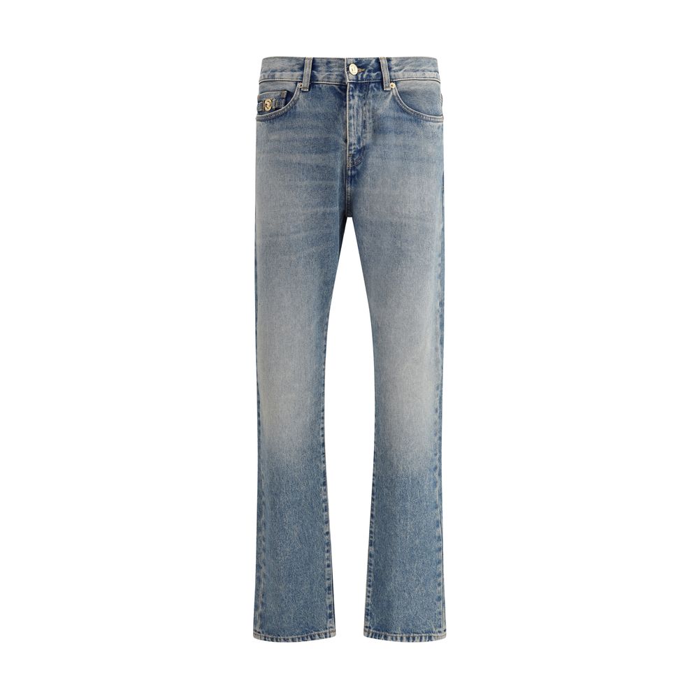 Versace Blue Cotton Straight-Leg Jeans | Regal Royce