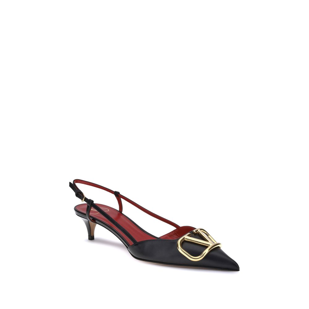 Valentino Garavani Black Calf Leather Bos Taurus Mid Heel Pumps | Regal Royce
