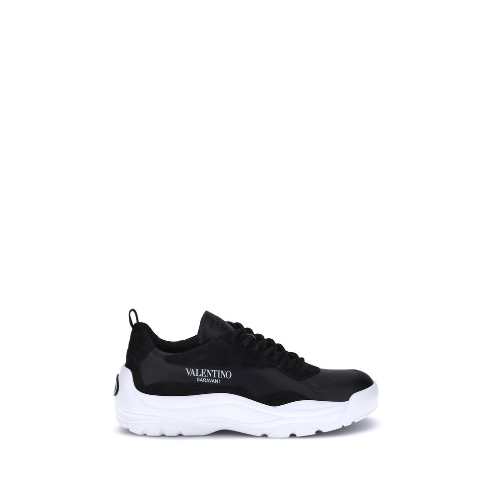 Valentino Garavani Black Calf Leather Bos Taurus Chunky Sneakers | Regal Royce