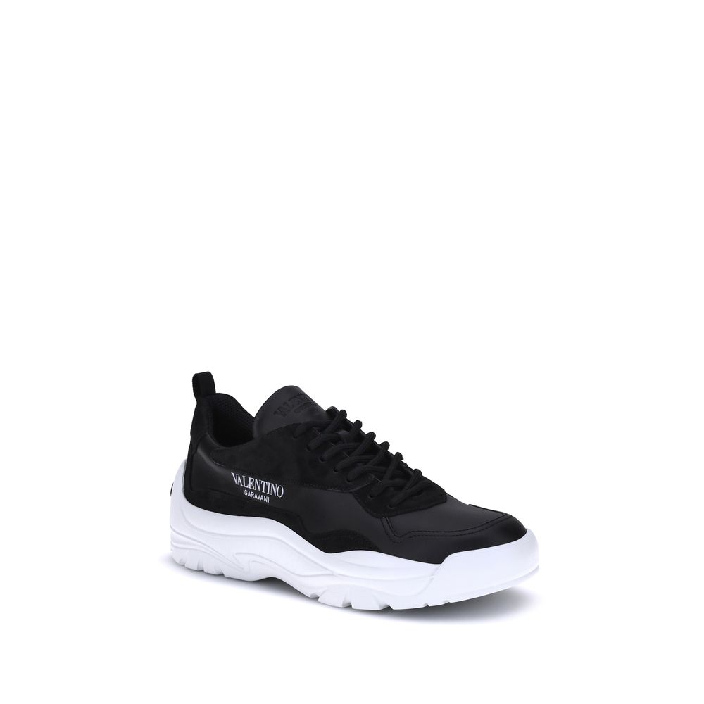 Valentino Garavani Black Calf Leather Bos Taurus Chunky Sneakers | Regal Royce