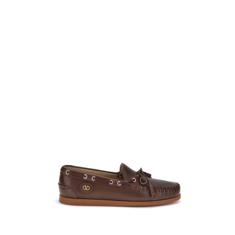 Valentino Garavani Brown Calf Leather Bos Taurus Slip-On Loafers | Regal Royce