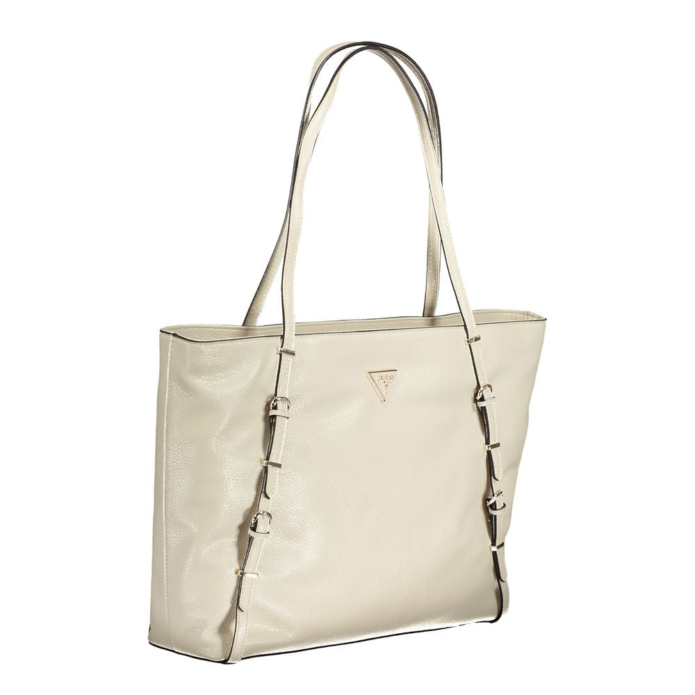 Guess Jeans Beige Polyurethane Women Handbag | Regal Royce