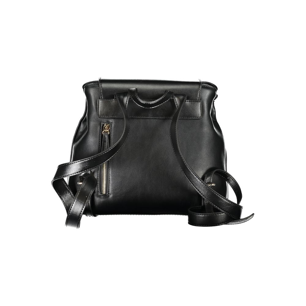 Mario Valentino Black Polyurethane Women Backpack | Regal Royce