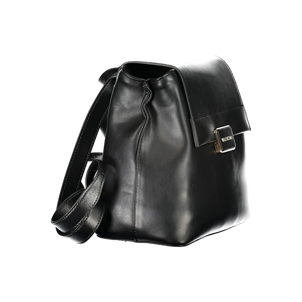 Mario Valentino Black Polyurethane Women Backpack | Regal Royce