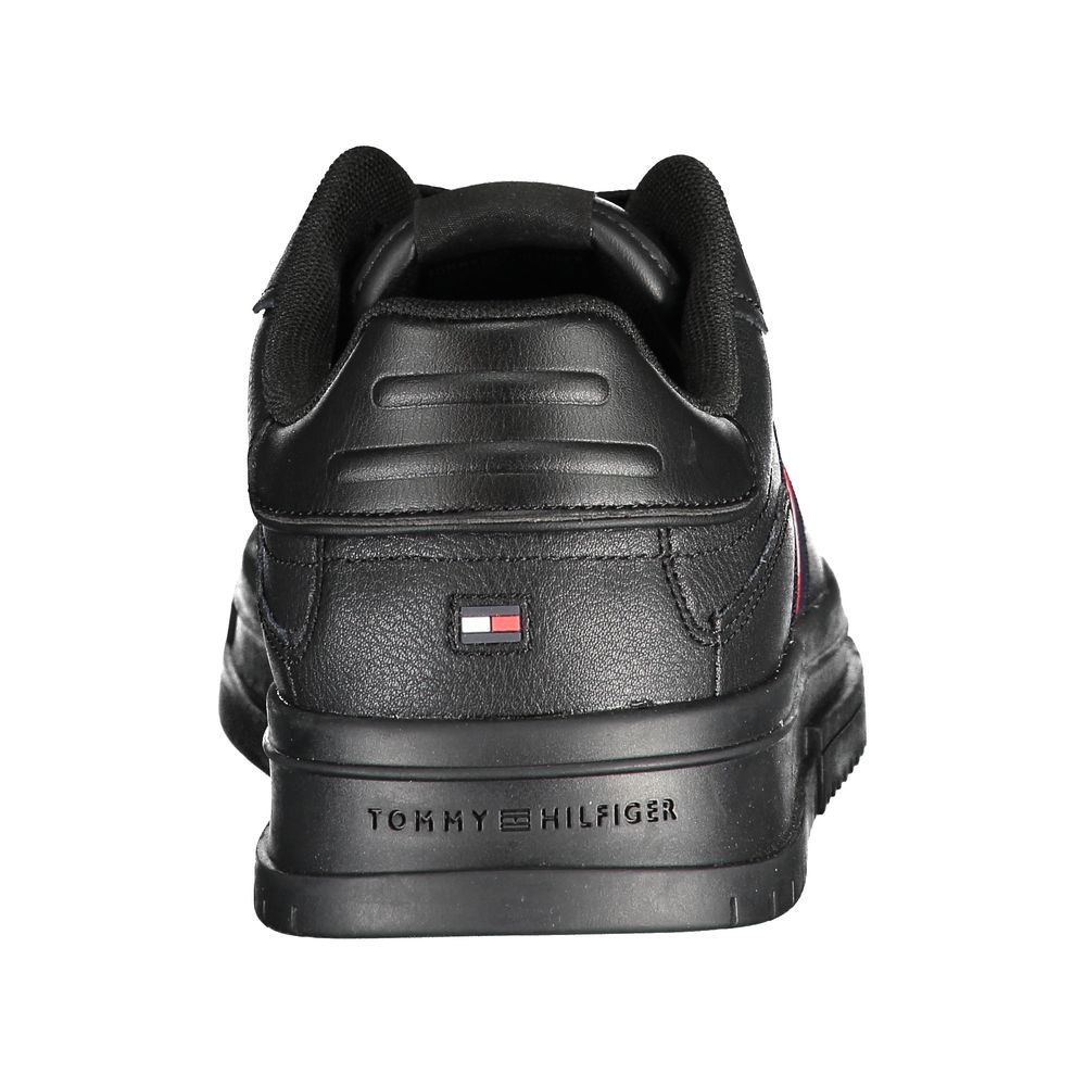 Tommy Hilfiger Black Leather Men's Sneaker | Regal Royce
