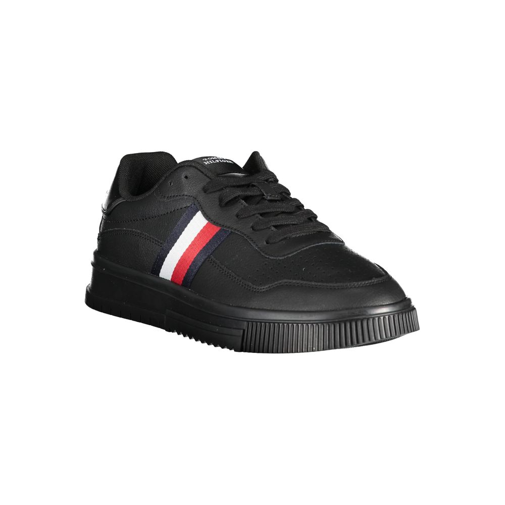 Tommy Hilfiger Black Leather Men's Sneaker | Regal Royce
