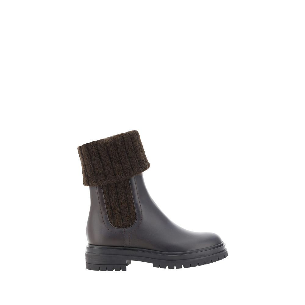 Gianvito Rossi Black Calf Leather Bos Taurus Ankle Boots | Regal Royce