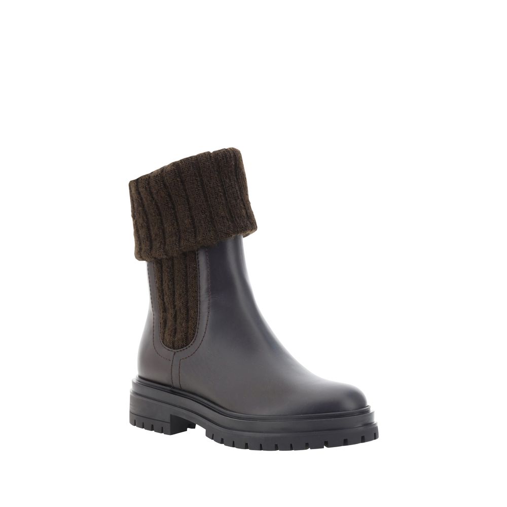 Gianvito Rossi Black Calf Leather Bos Taurus Ankle Boots | Regal Royce