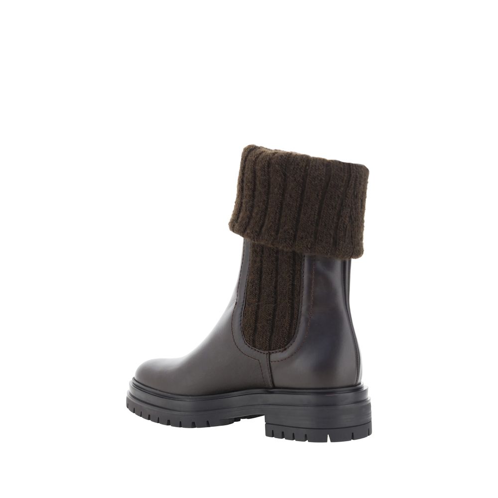 Gianvito Rossi Black Calf Leather Bos Taurus Ankle Boots | Regal Royce