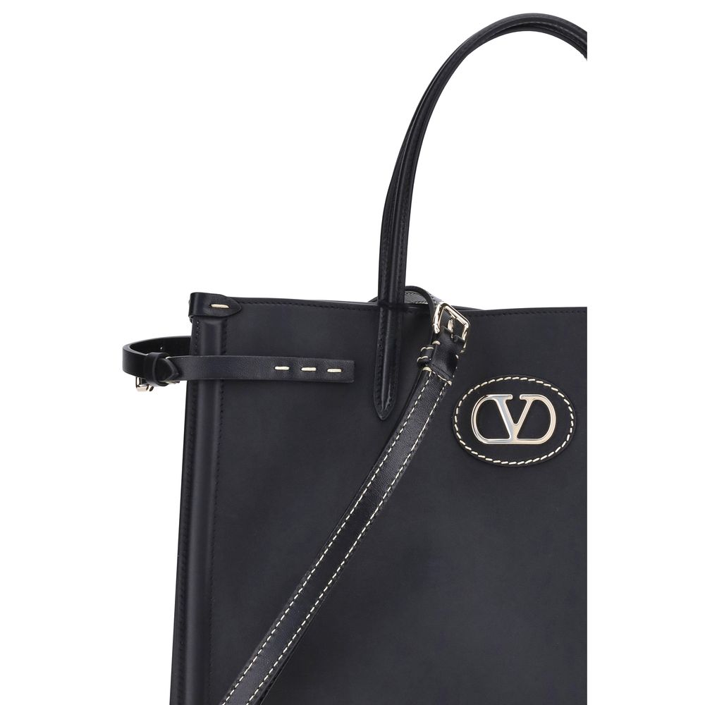 Valentino Garavani Black Calf Leather Bos Taurus Shoulder Bag | Regal Royce