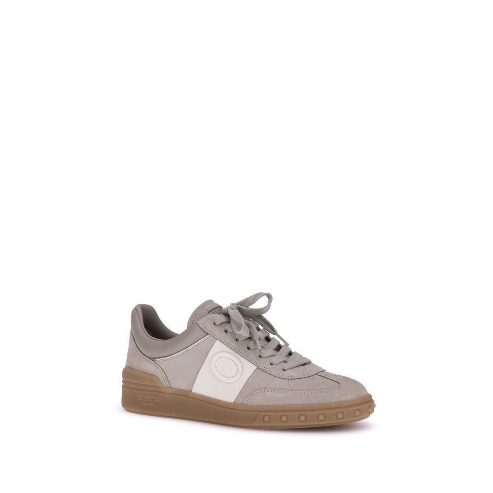 Valentino Garavani Beige Calf Leather Bos Taurus Low Top Sneakers | Regal Royce