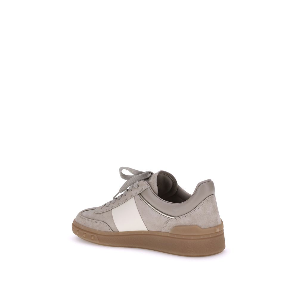 Valentino Garavani Beige Calf Leather Bos Taurus Low Top Sneakers | Regal Royce