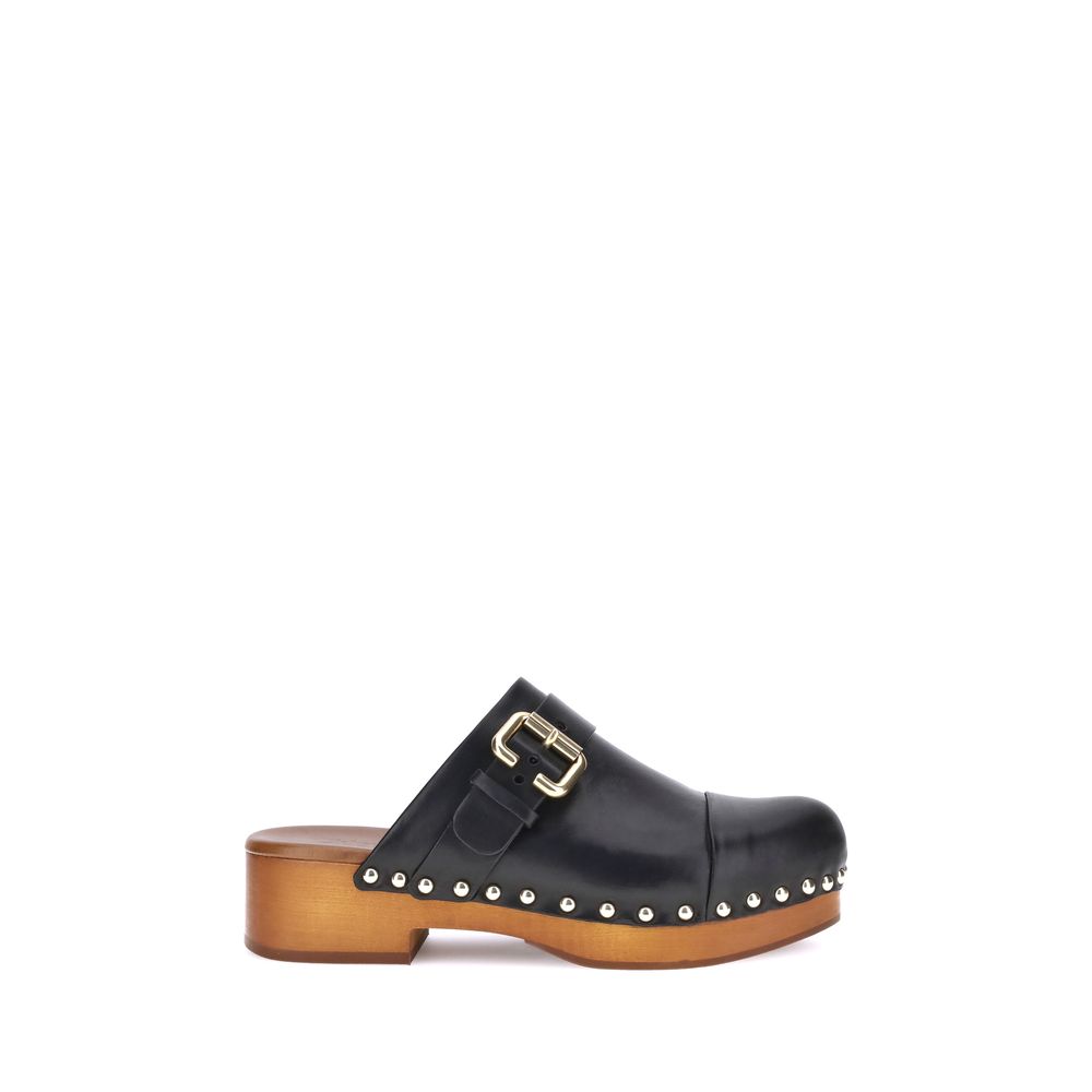 Chloé Black Calf Leather Bos Taurus Clogs | Regal Royce