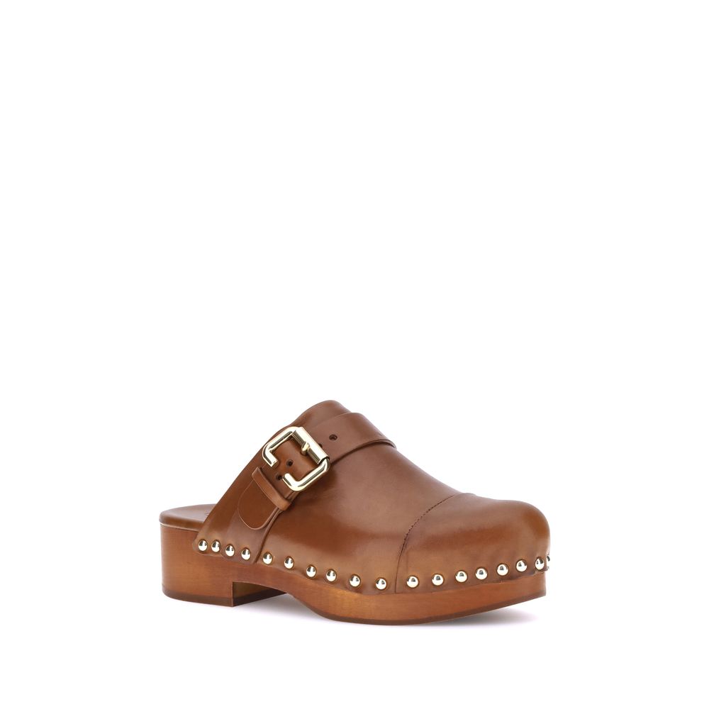 Chloé Brown Calf Leather Bos Taurus Clogs | Regal Royce