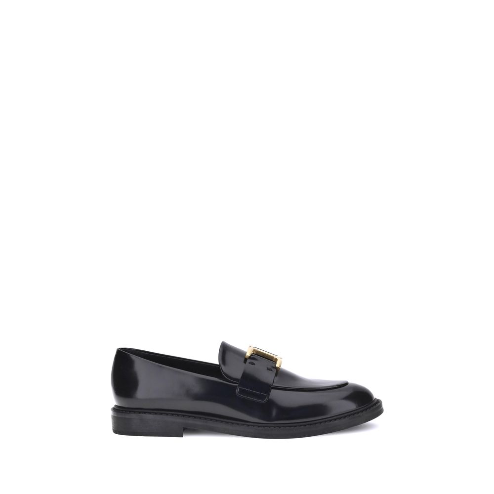 Chloé Black Calf Leather Bos Taurus Slip-On Loafers | Regal Royce