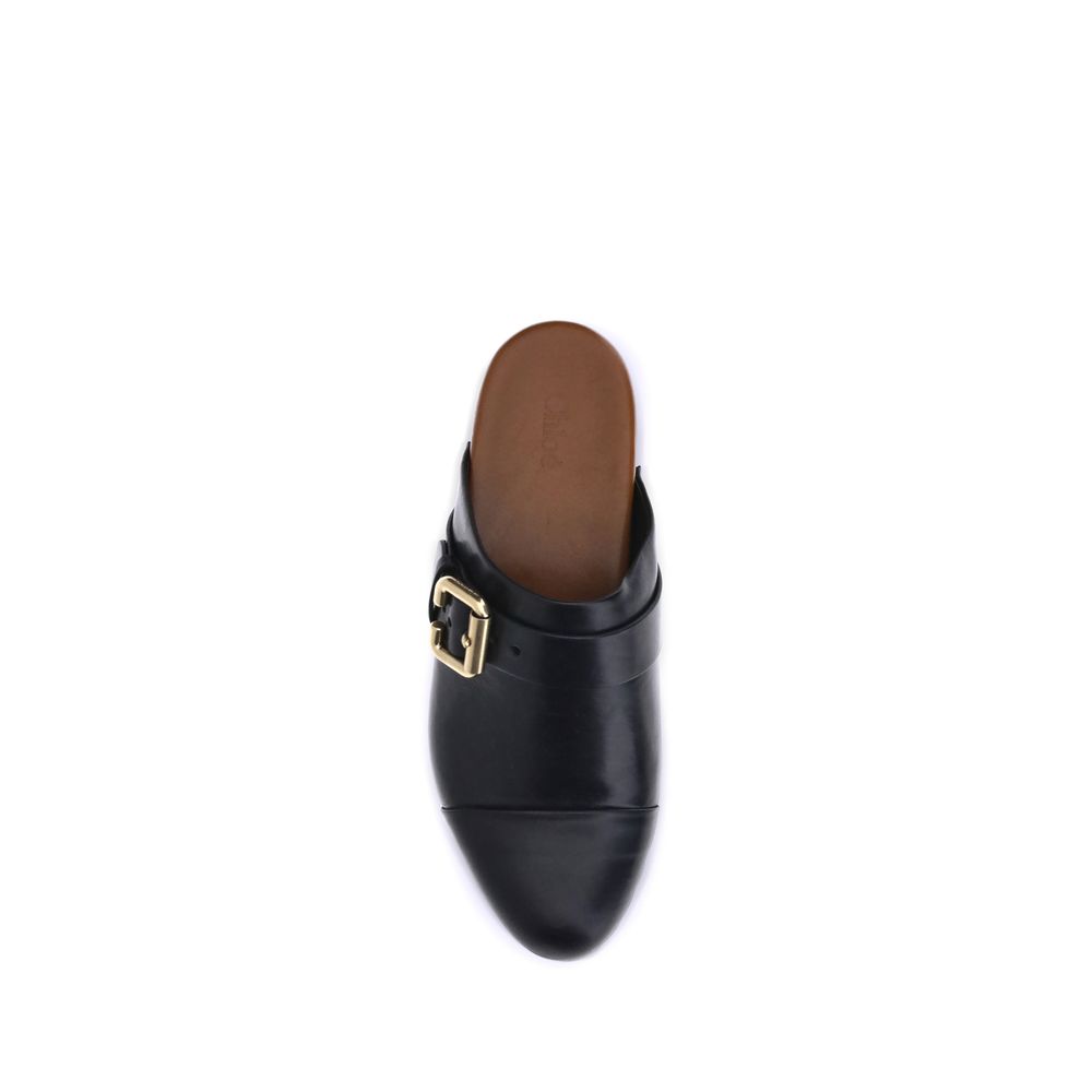 Chloé Black Calf Leather Bos Taurus Clogs | Regal Royce