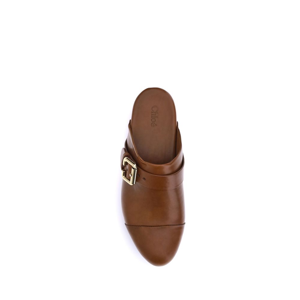 Chloé Brown Calf Leather Bos Taurus Clogs | Regal Royce