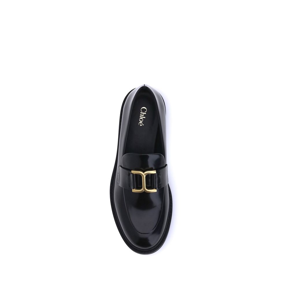 Chloé Black Calf Leather Bos Taurus Slip-On Loafers | Regal Royce