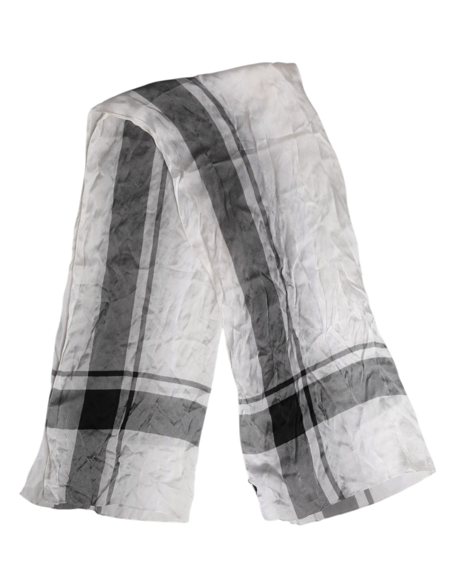 Dolce & Gabbana White Black Silk Warmer Wrap Foulard Scarf | Regal Royce