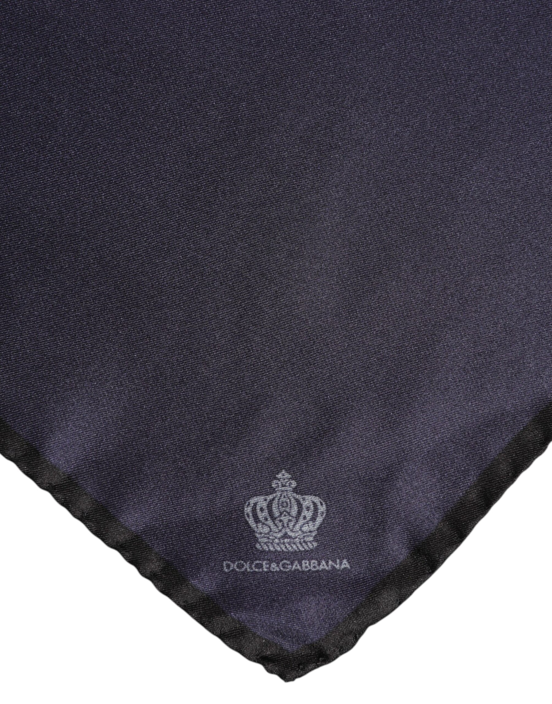 Dolce & Gabbana Blue DG Crown Silk Square Men Foulard Scarf | Regal Royce