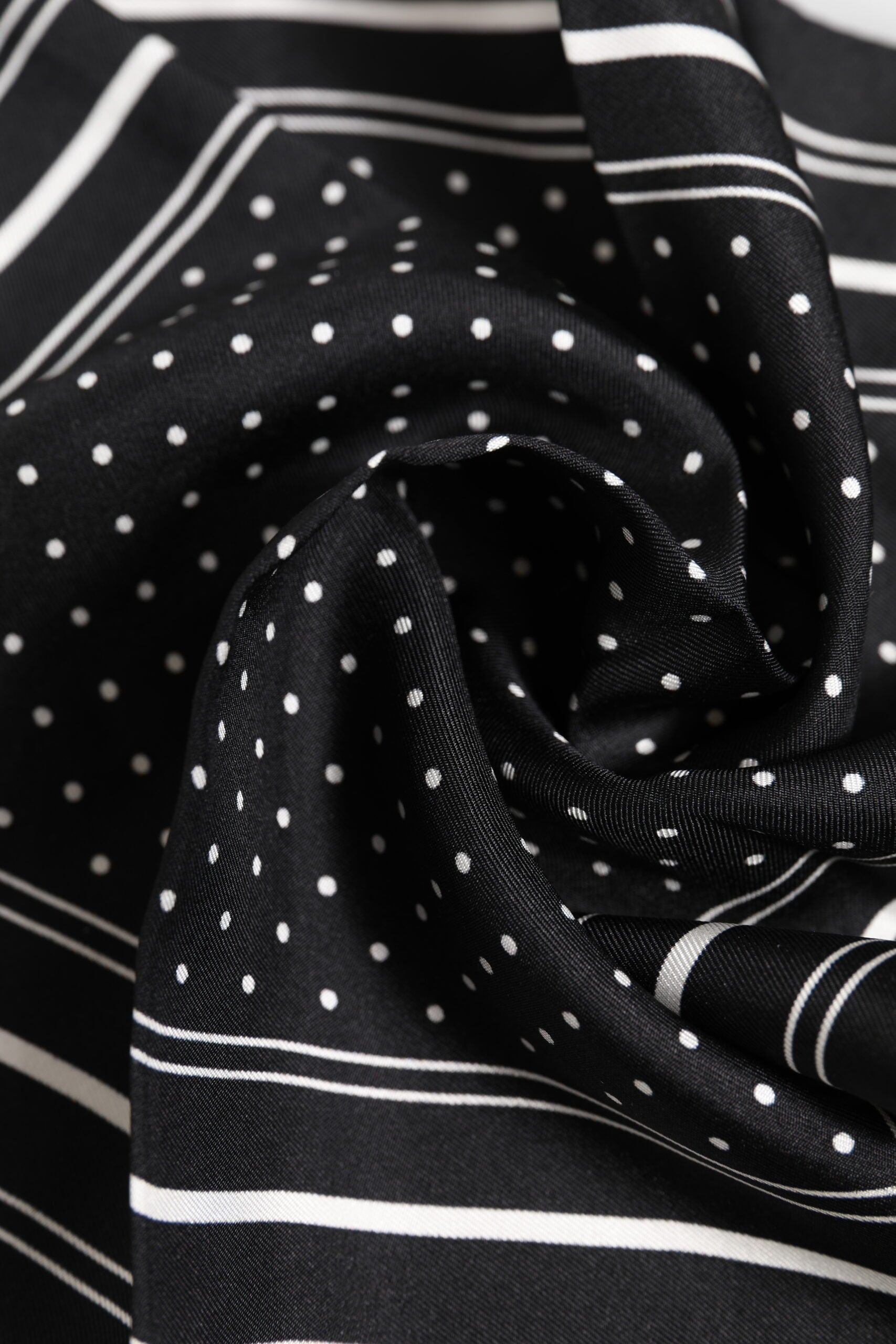 Dolce & Gabbana Black White Polka Dot Men Foulard Scarf | Regal Royce