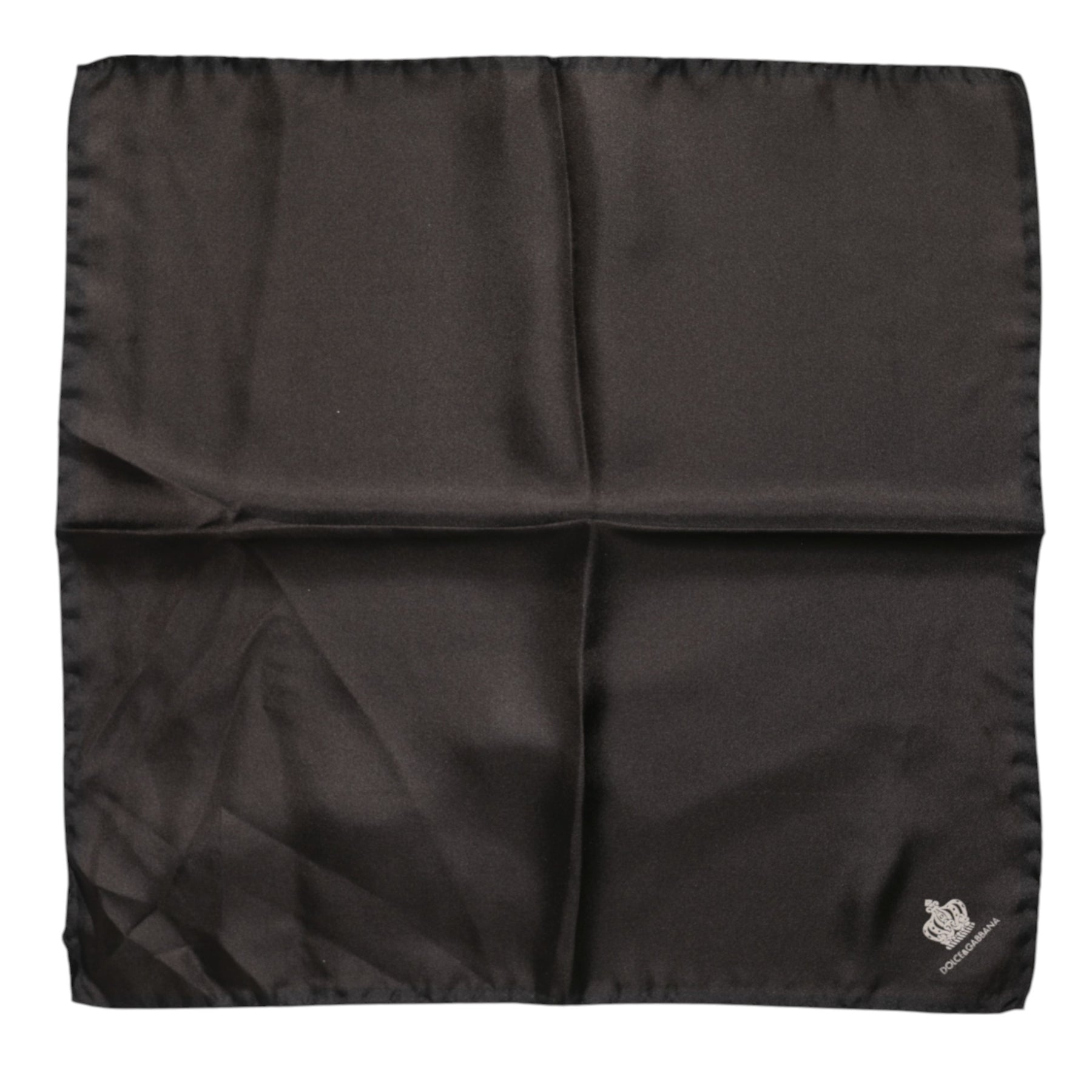 Dolce & Gabbana Brown DG Crown Silk Square Men Foulard Scarf | Regal Royce