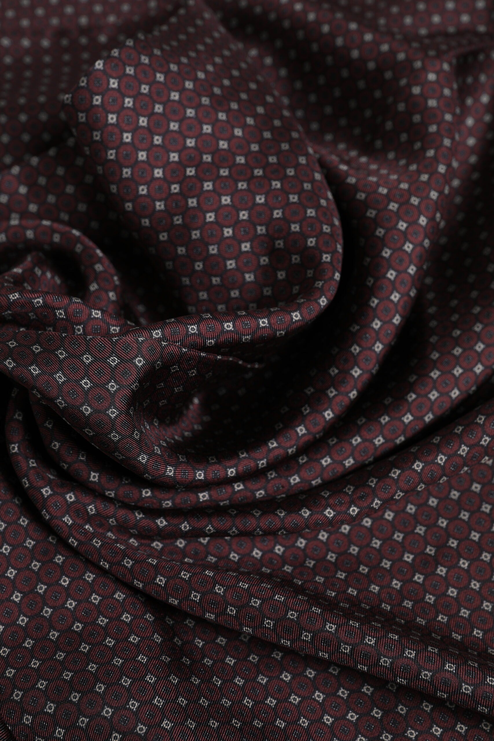 Dolce & Gabbana Maroon Dotted Silk Fringes Foulard Scarf | Regal Royce